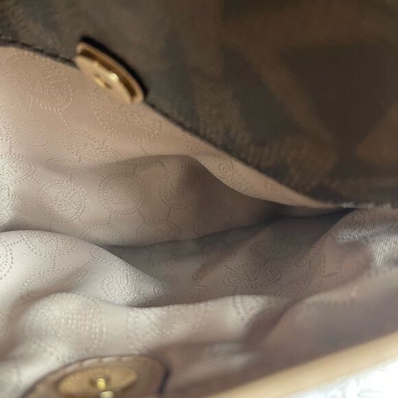 Michael Kors Monogram brown coated canvas tan leather trim small crossbo… - Picture 8 of 15